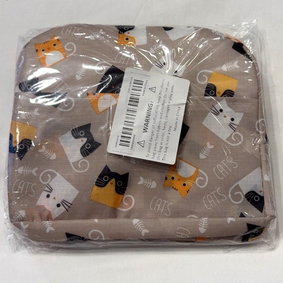 Insulated Kitty Cat Lunch Bag Tropical Container School Work Travel Picnic Light - Picture 14 of 14